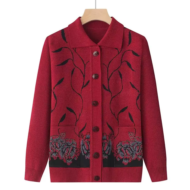 Pull cardigan à manches longues avec boutons pour femmes, manteau chaud, vêtements pour femmes, mère
