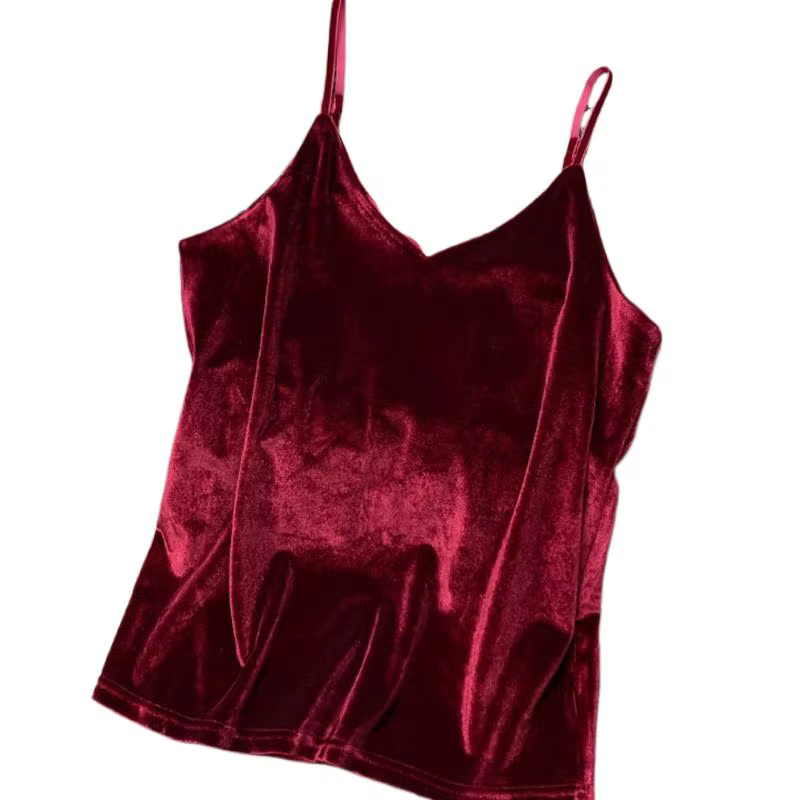 Blusa mujer moda mode sexy femmes velours débardeur haut court été coréen streetwear or velours cami