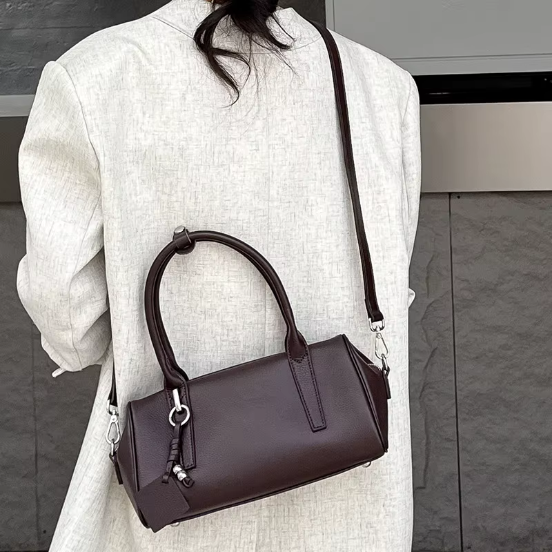 Sacs à bandoulière en cuir de vache véritable pour femmes, fourre-tout rétro Boston de styliste, sac