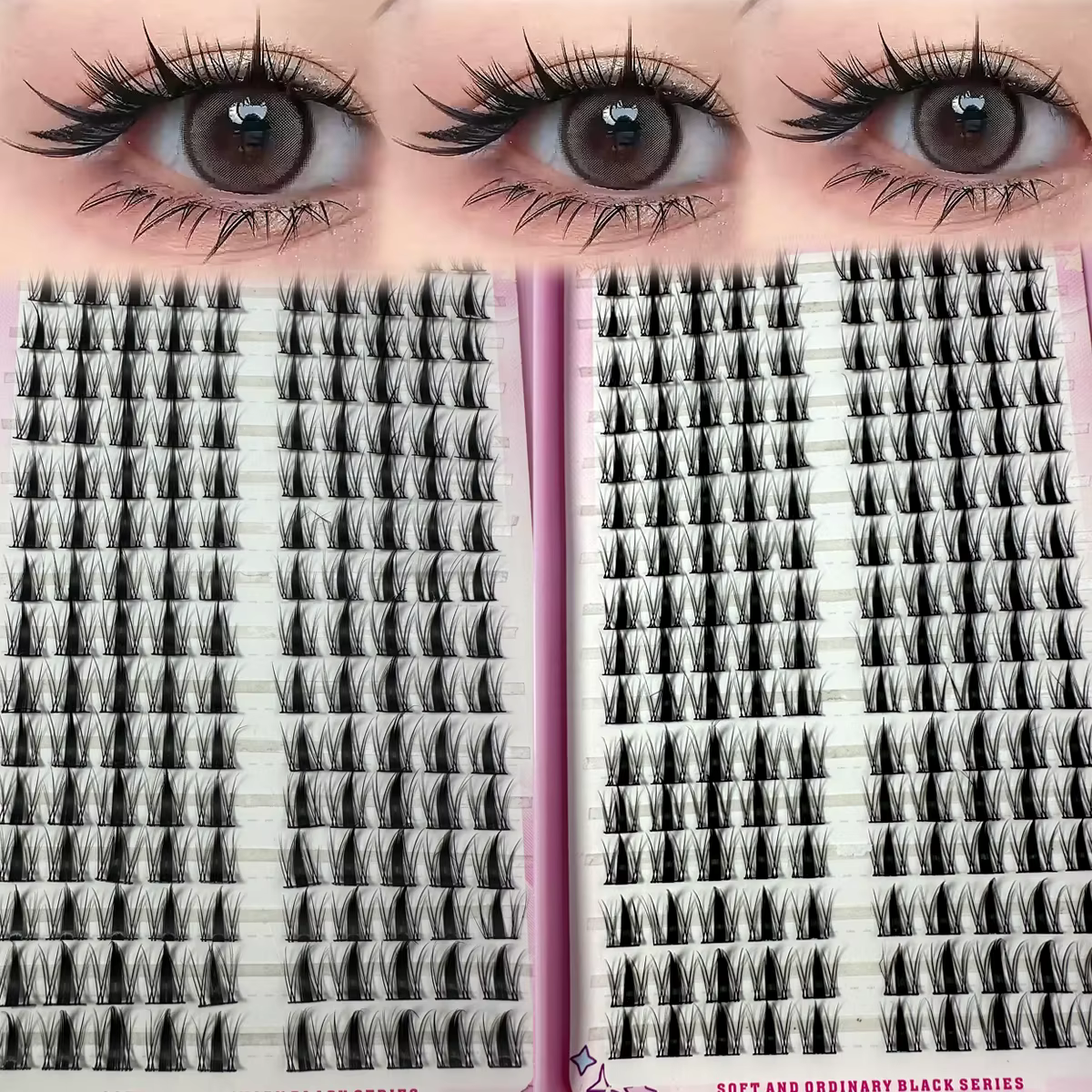 Faux-cils pelucheux effet œil de renard Manga individuel, réutilisables, naturels, épais, longs, Ext