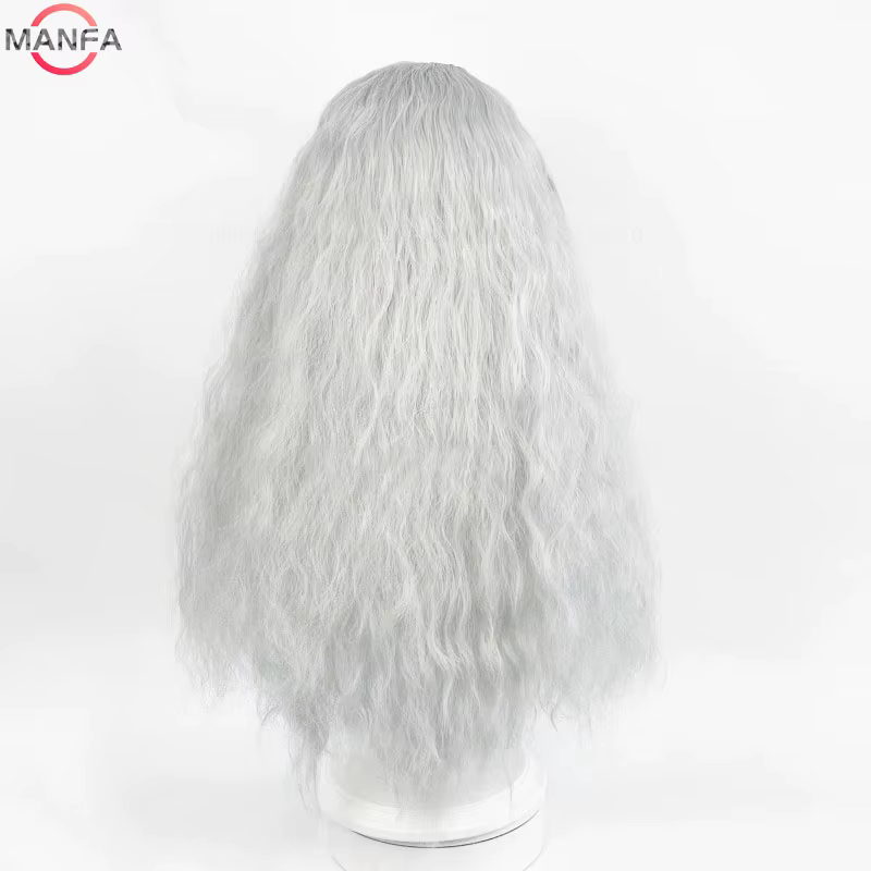 Griffith Cosplay perruque gris clair bouclés ondulés longs résistant à la chaleur perruques de cheve