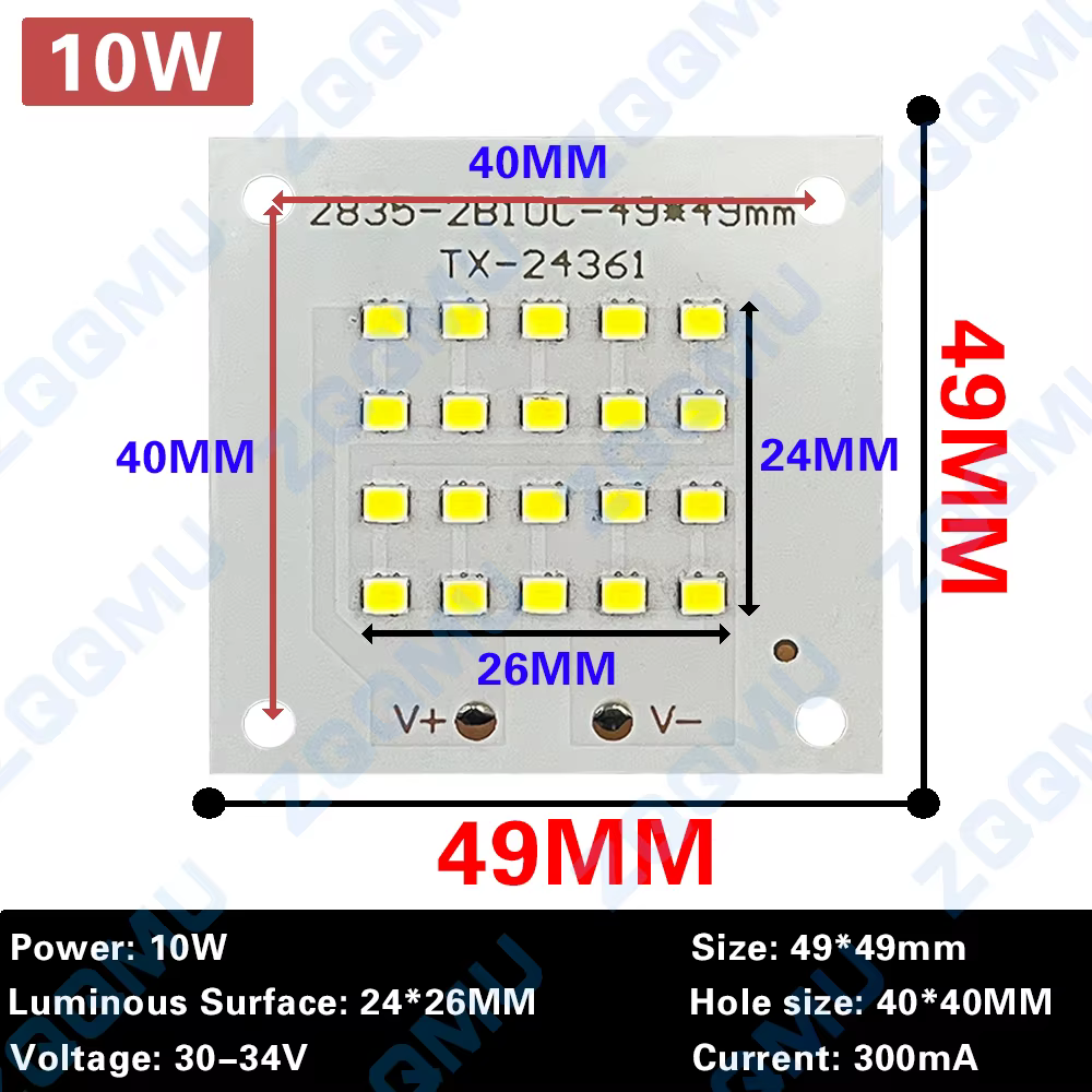 1 pièces projecteur LED pleine puissance PCB 10W 20W 30W 50W 100W 150W SMD2835 LED PCB lampe plaque 
