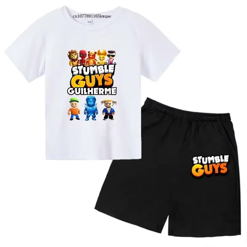 T-shirts à manches courtes + pantalons pour garçons et filles de 3 à 13 ans, 2 pièces, tenues d'été 