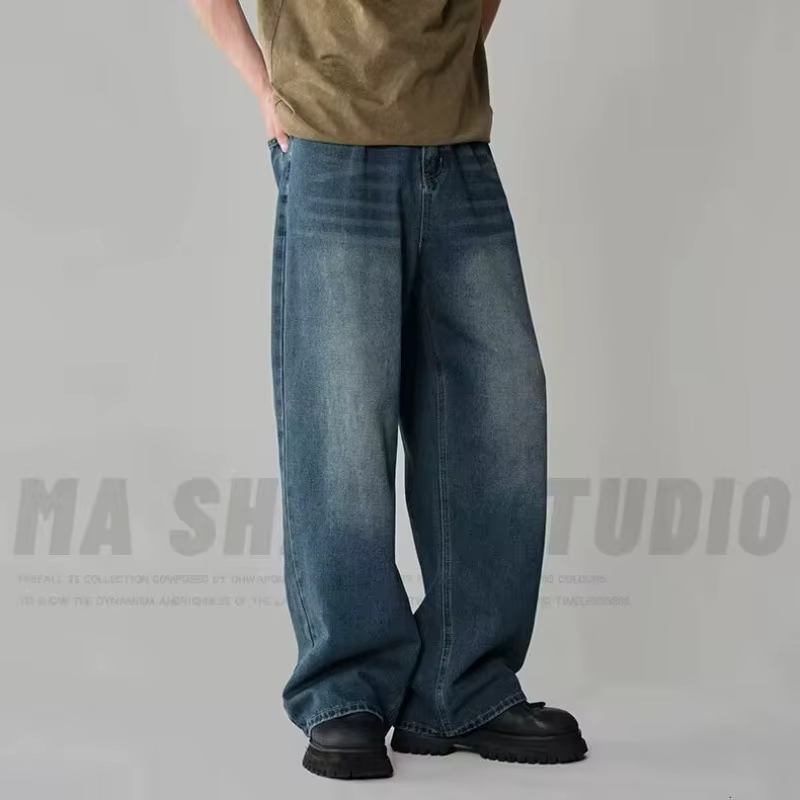 Printemps automne hommes nouveau Denim pantalon vieux bleu lavé Jeans décontractés vêtement pour hom