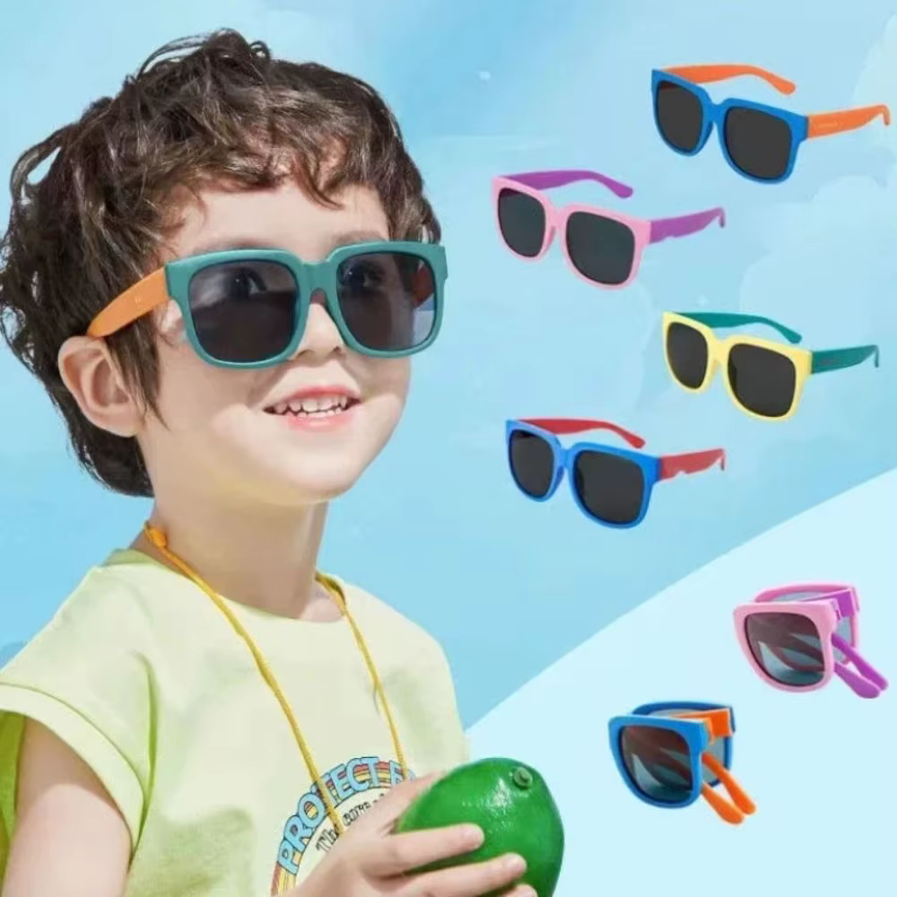 Lunettes de soleil à monture carrée pour enfants, lunettes d'extérieur pliables pour enfants, lunett