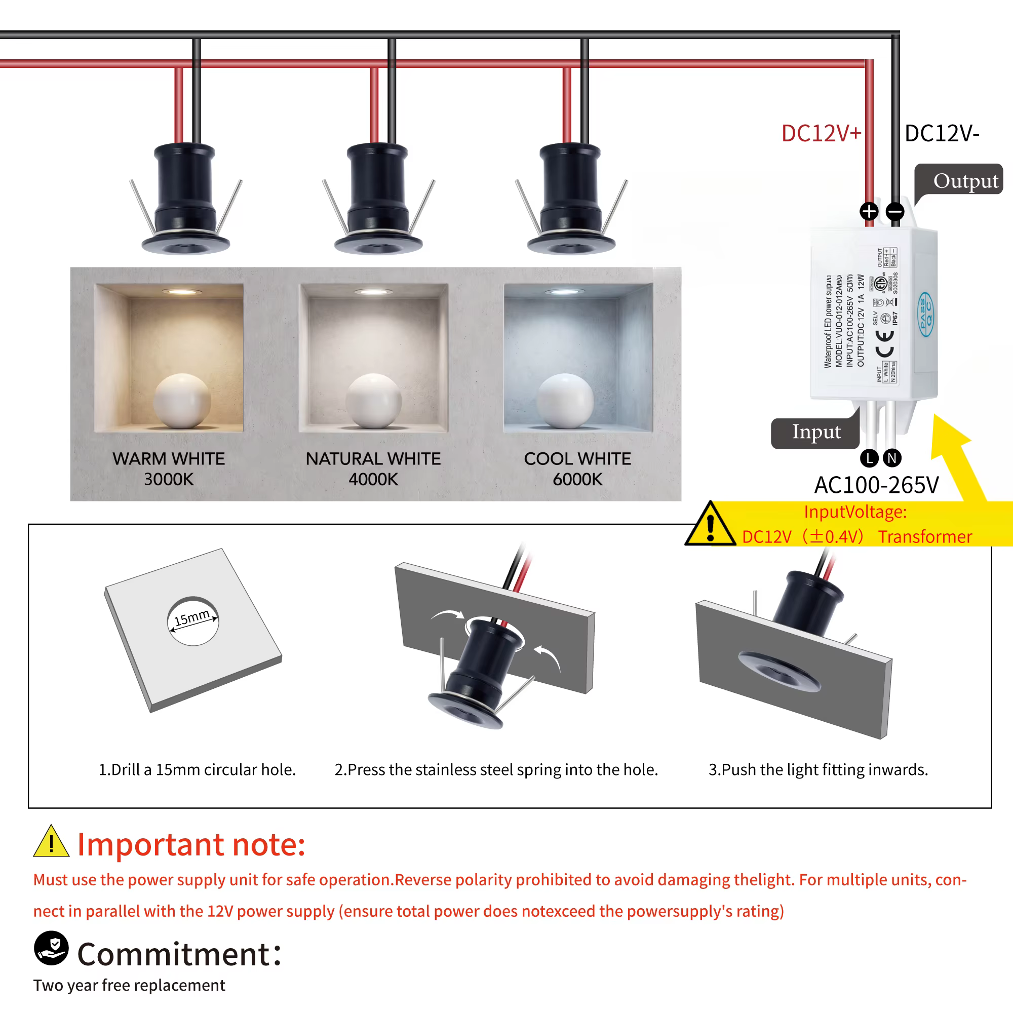 Mini projecteur LED 1W IP65, 9/18 pièces, avec driver 12V, éclairage d'ambiance dimmable pour plafon