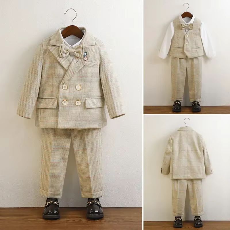 Costume de mariage pour enfants de 8 à 12 ans, vêtements d'automne pour garçons, ensemble Blazer à c