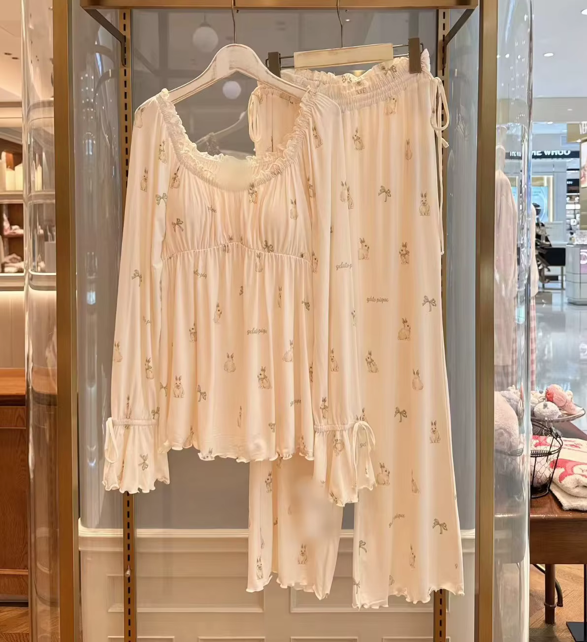 Pyjama Gelato Pique Gerpique GP pour femme, sans étiquette, à manches longues et pantalon, motif crè