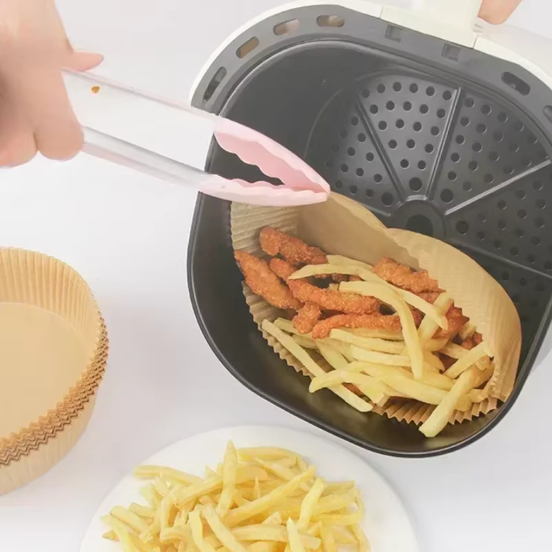 Papier jetable pour friteuse à Air, 50/100 pièces, carré et rond, plaque de cuisson pour Barbecue, t