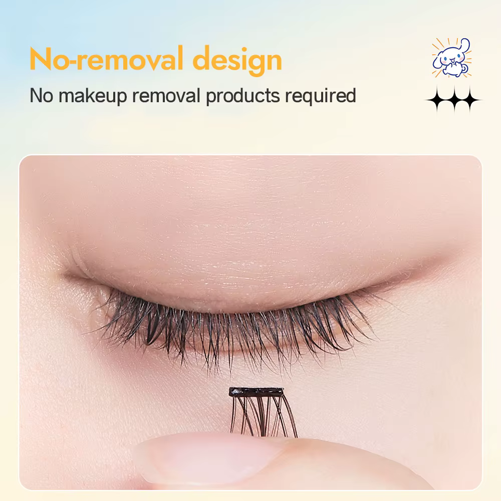 12 faux cils sans colle série zodiaque, faux cils auto-adhésifs segmentés recourbés en C de 0.05mm