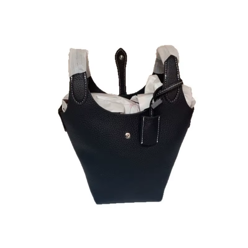 Nouveau sac fourre-tout pour femme 2026 en cuir de vachette motif litchi, style panier à légumes et 