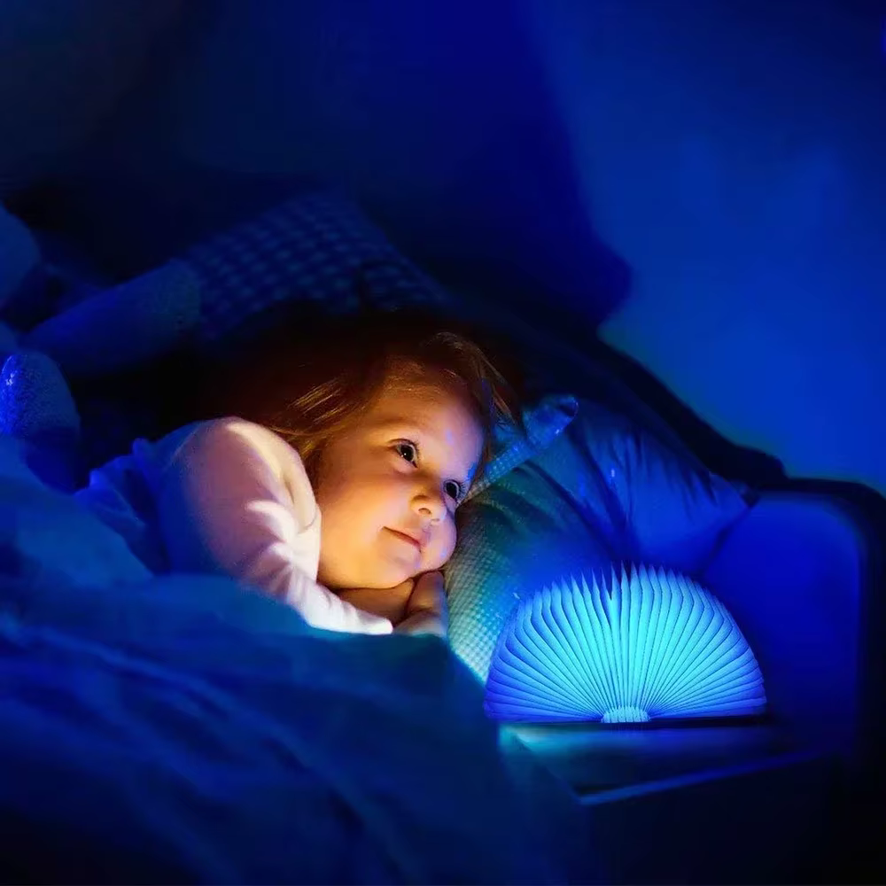 3D pliant créatif LED veilleuse RGB couleur USB Recharge en bois livre lumière décor chambre bureau