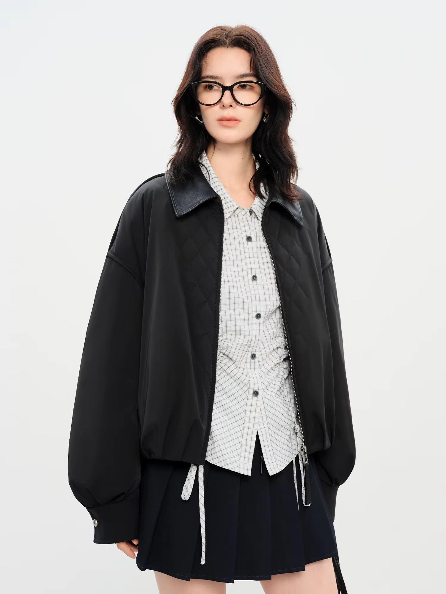 FSLE – veste rembourrée légère de Style grange pour femme, manteau court Vintage avec panneau à carr