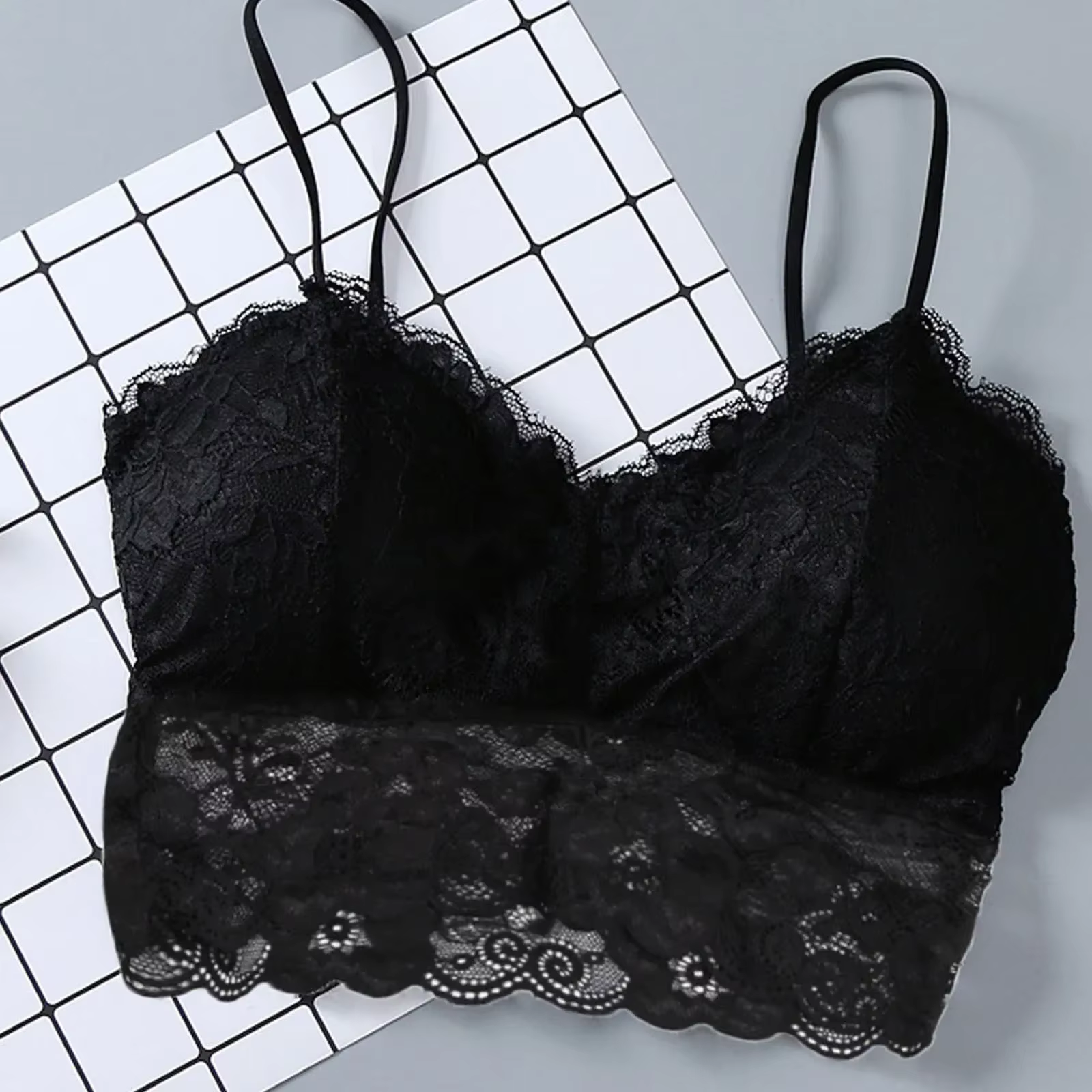 Haut d'été sexy en dentelle pour femme, sans manches, rembourré, style bralette, bustier, avec ferme
