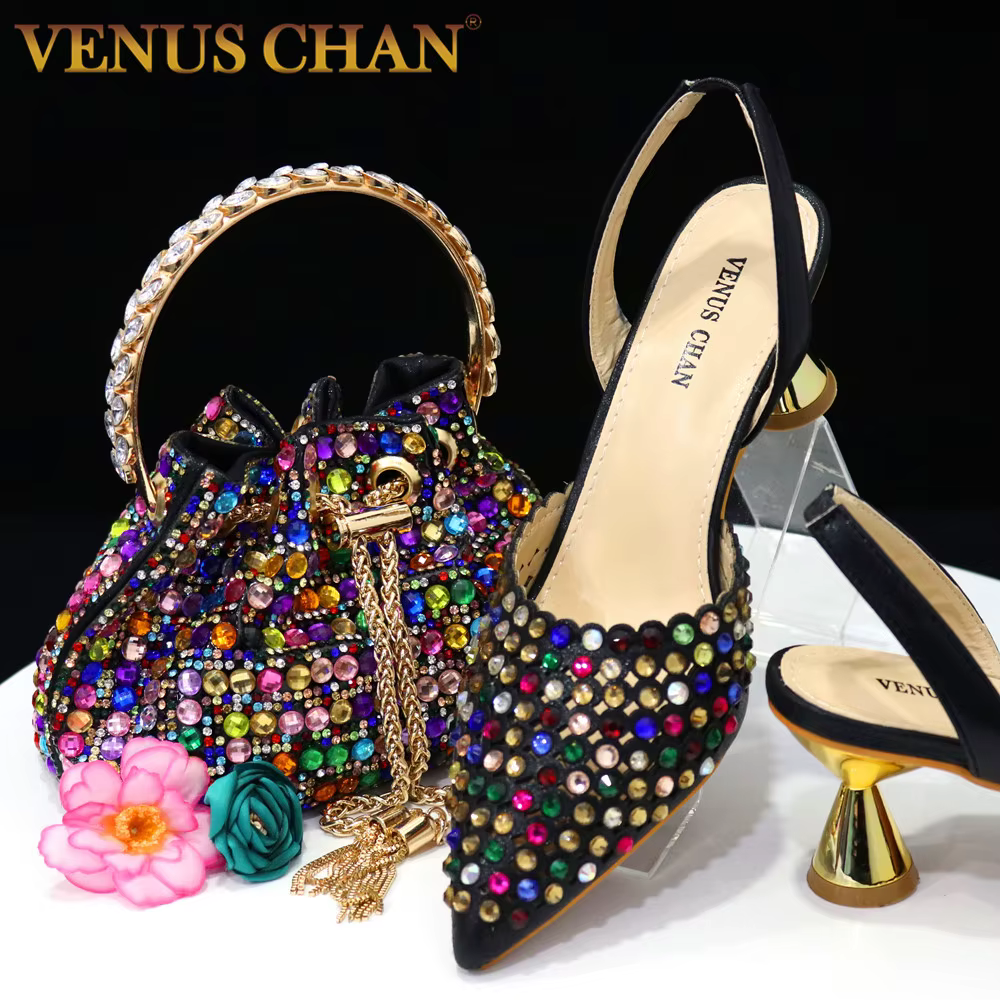 Venus Chan-Chaussures de Mariage à Talons Hauts et Pointus INS, Ensemble de Chaussures et Sacs Color