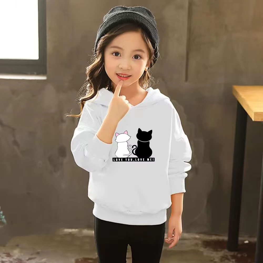 Sweat-shirt à capuche blanc et rose pour filles et enfants, ensemble sweat-shirt et pantalon pour to