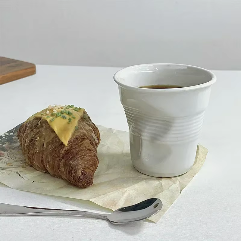 Tasses et tasses de Style coréen de 6.7oz, tasse à café en céramique blanche, tasse anti-rides nordi