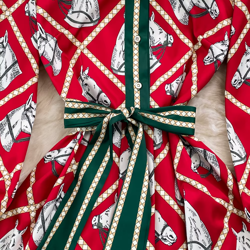 Banulin – robe longue à manches longues et col rabattu pour femme, chemise avec ceinture et nœud pap