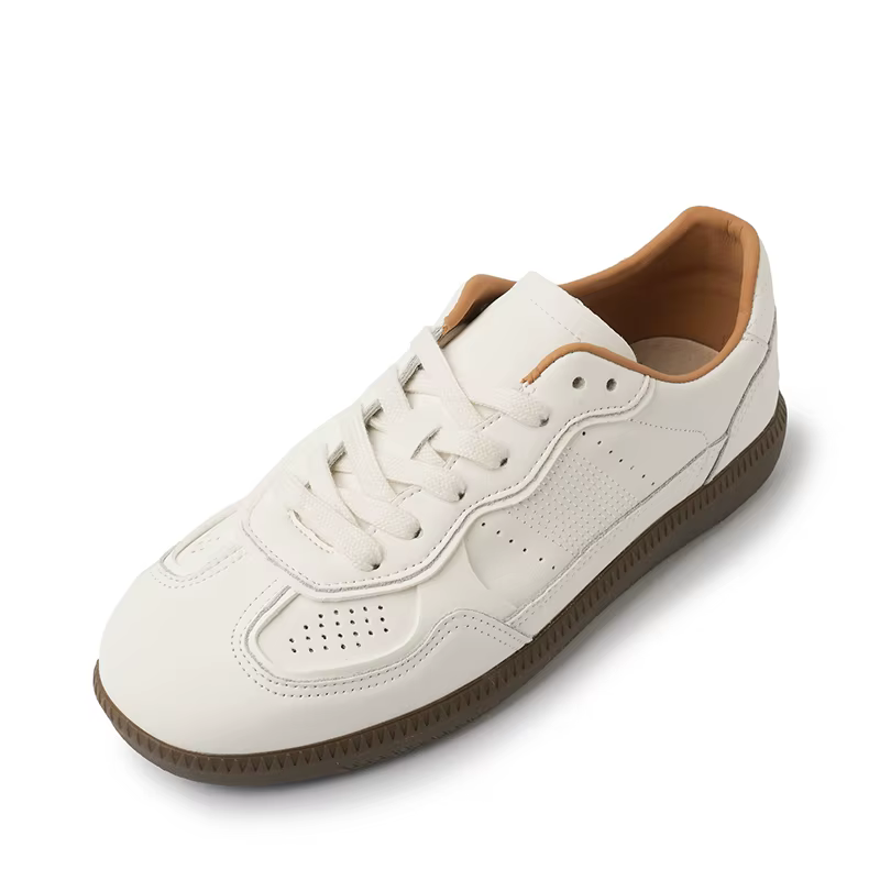 Baskets à lacets en cuir fendu pour femmes, chaussures plates épissées pour dames, appartements déco