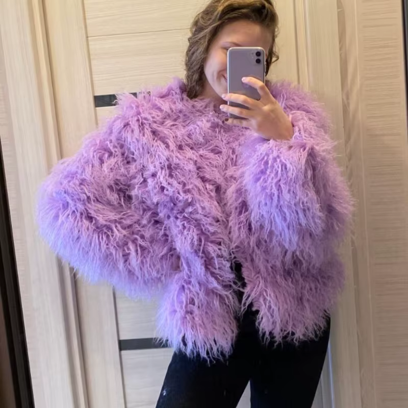 Manteau en fausse fourrure pour femme, veste courte moelleuse de haute qualité, automne-hiver 2023