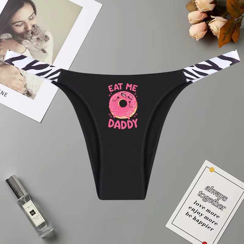 Eat Me Daddy – sous-vêtements imprimés rose Dount, culottes pour filles, sous-vêtements Sexy pour fe