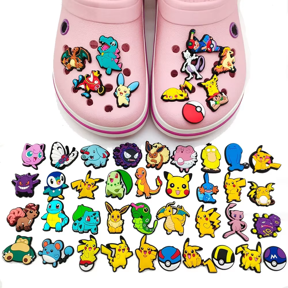 Breloques de chaussures Pokemon Pikachu pour sabots, sandales, décoration en PVC, accessoires de cha