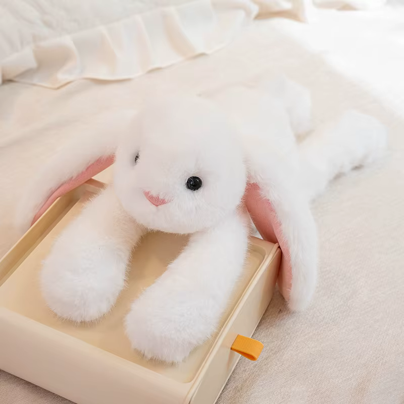 Jouets en peluche lapin bonne nuit, poupée lapin de dessin animé en coton, chaud et confortable, com