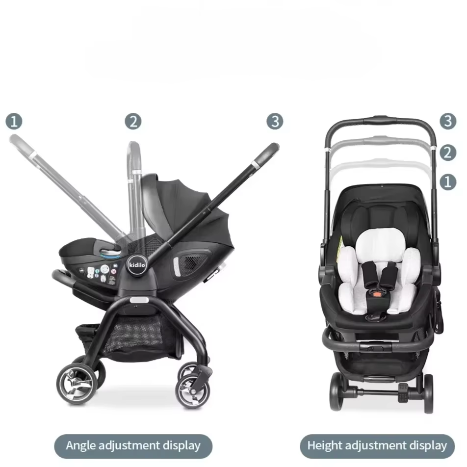 Poussette bébé rose 4-en-1 neuve avec nacelle, siège auto multifonctionnel, poussette de luxe, pliab