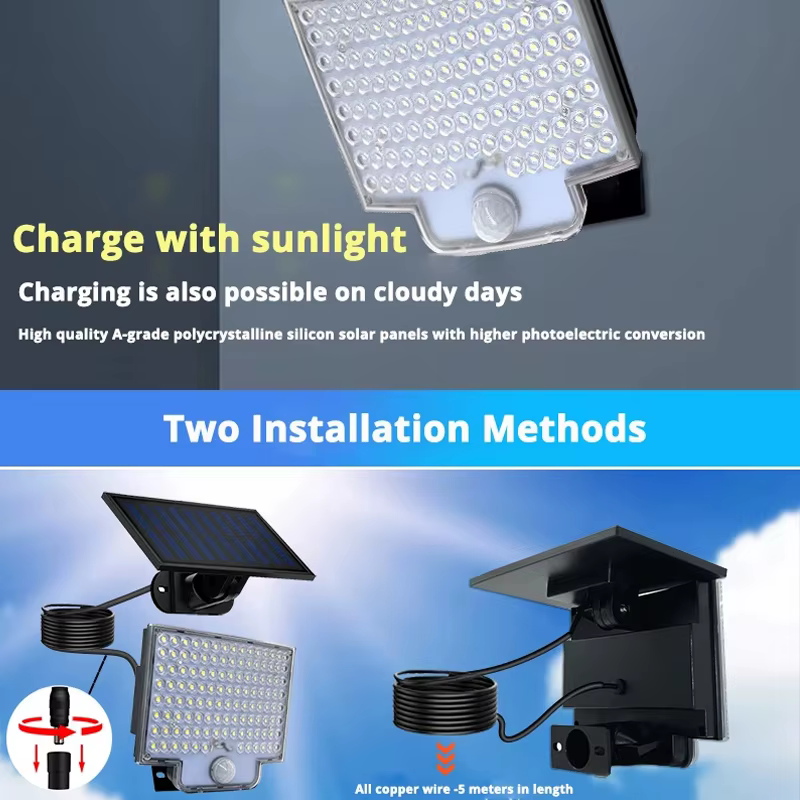 Applique Murale Solaire LED Imperméable avec Capteur de Mouvement PIR, Luminaire Décoratif d'Extérie