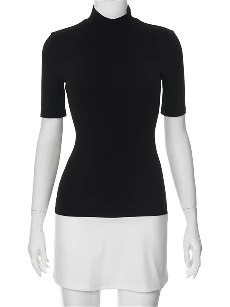 Tossy été femme contraste Mini robe décontracté taille haute à manches courtes Sexy maigre Patchwork