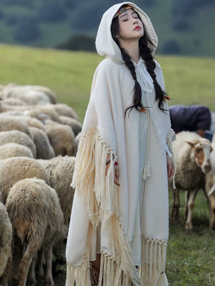 Pouvez-vous psyLady-Capes à glands Boho faites à la main pour femmes, Capes optiques Everak, Poncho 