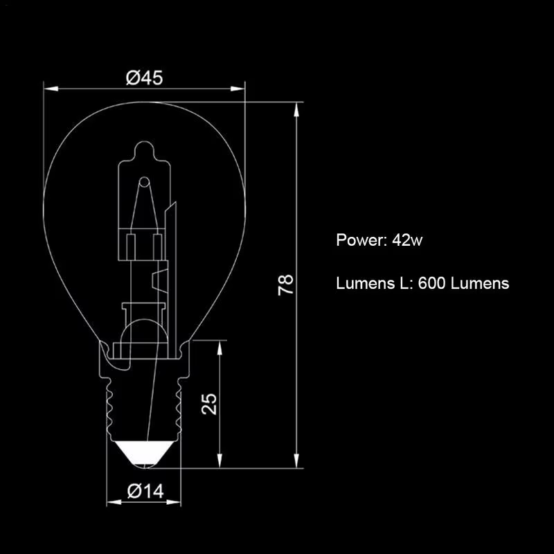 Ampoule halogène P45 42W E14 220V, résistante aux hautes températures, lumière de four à 300 degrés,