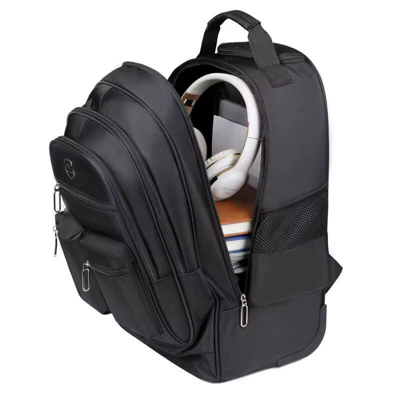 Sac à dos de voyage de grande capacité avec roulettes pour hommes, nervures cachées, bagage à main é