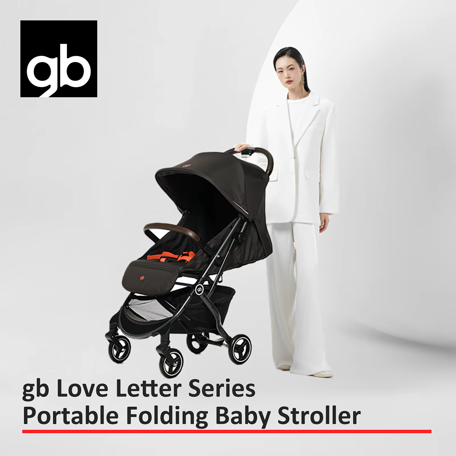 Poussette bébé pliable légère gb avec siège inclinable et pliable à une main, amortisseurs tout-Terr