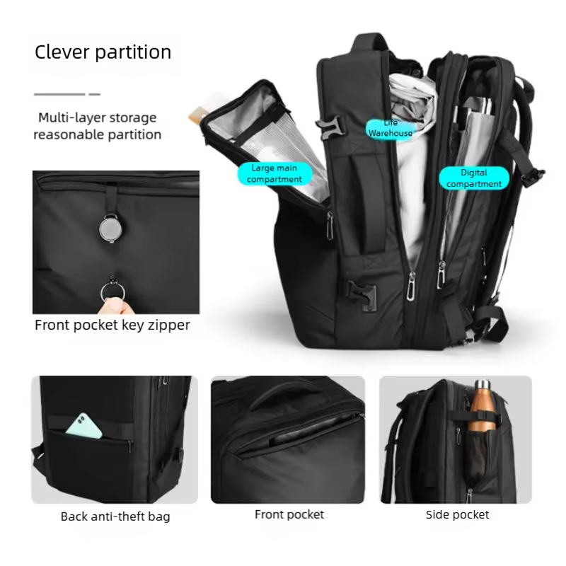 Sac à dos de voyage extensible Mark Ryden avec port USB, grand sac de week-end pour homme, sac à dos