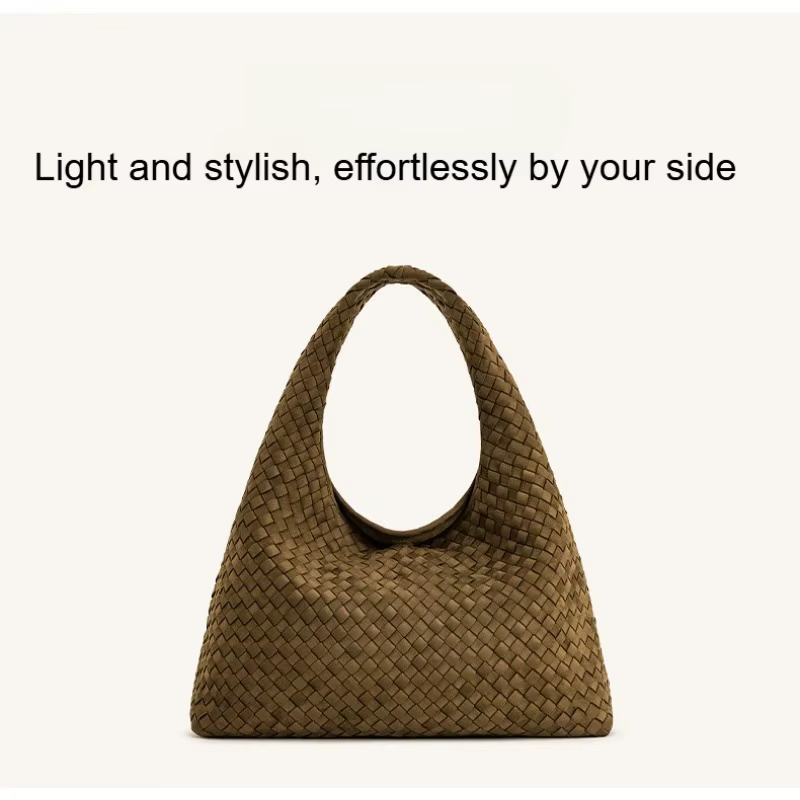 Sac à main femme grand format en similicuir tressé rétro Laura 2026 JWPEI, sac bandoulière croissant