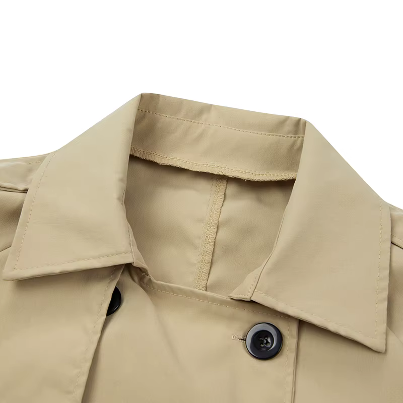 Trench-Coat Long à Double boutonnage pour femme, coupe-vent classique à revers, manches longues, par