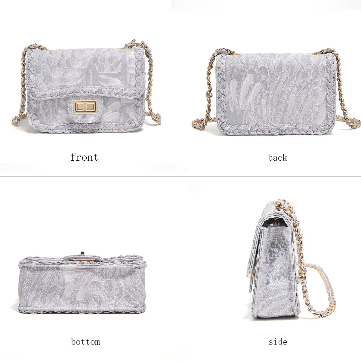 FOXER Sac bandoulière de luxe avec broderie florale pour femme – Sac à bandoulière élégant avec chaî