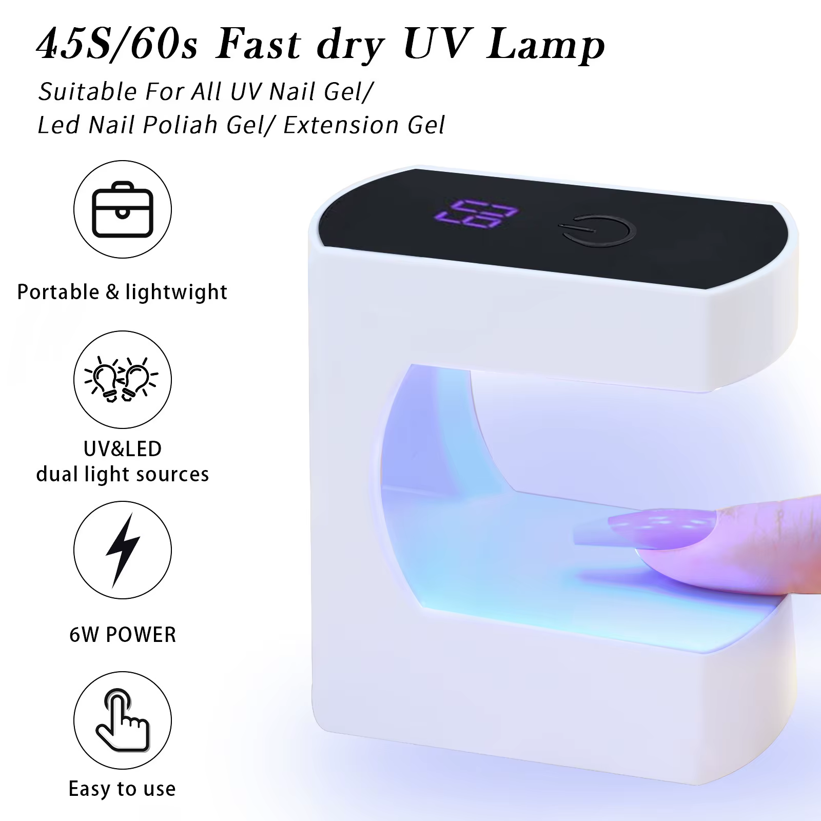 Mini lampe à ongles USB LED et UV, Machine de manucure pour le durcissement du vernis Gel, sèche-ong