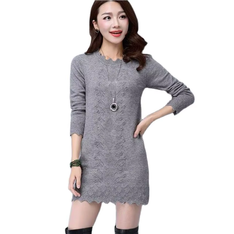Pull long en tricot à manches longues pour femmes, pulls pour femmes, pull d'hiver, vêtements d'auto
