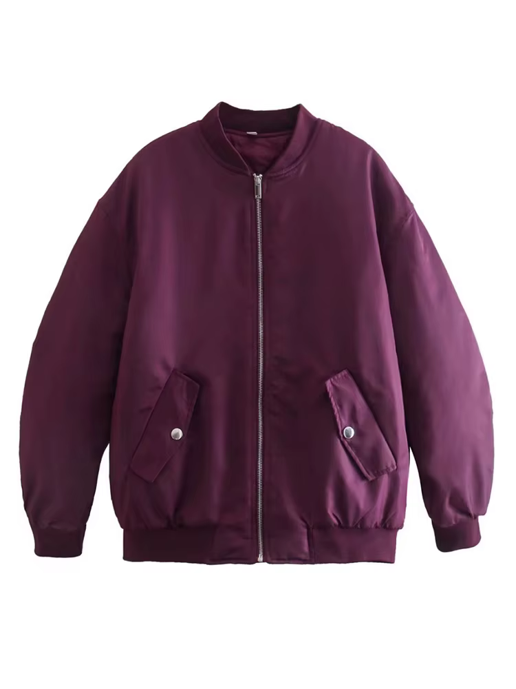 YENKYE – veste bombardier Vintage à manches longues pour femmes, Streetwear, ample, vert, avec ferme