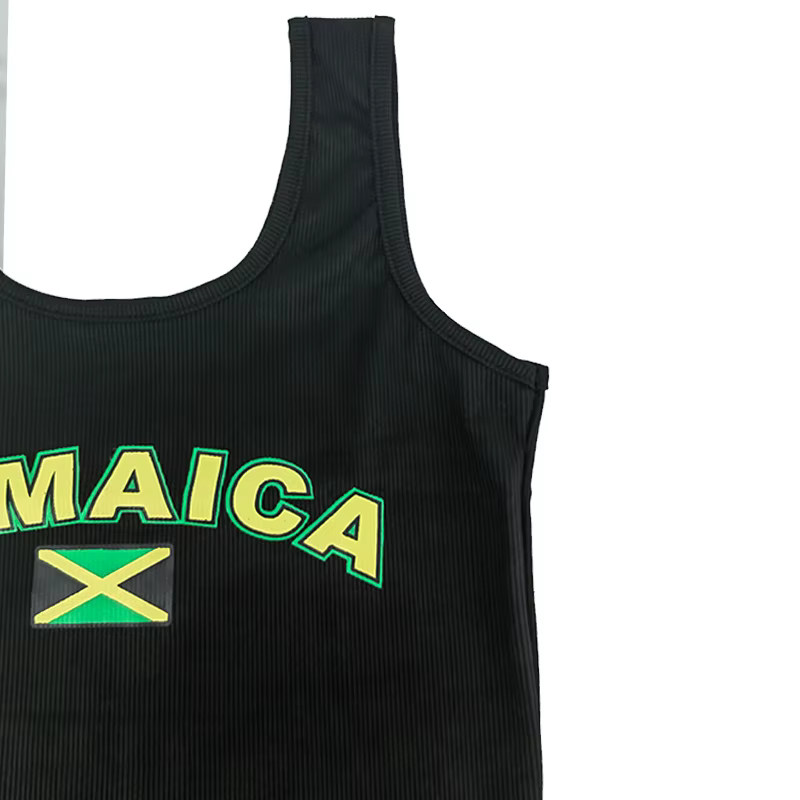 JAMAICA-Camisole noire à glaçure pour femmes, haut court, t-shirt décontracté, col en fibre, sexy, é
