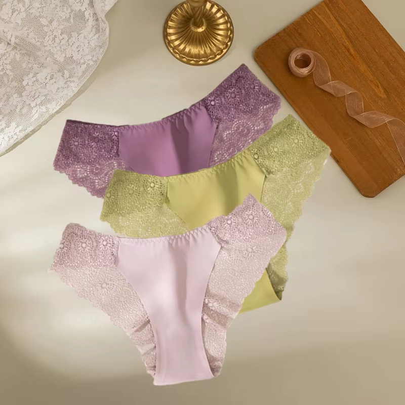 3 pièces/ensemble femmes dentelle culottes sous-vêtements Sexy pour femmes chaud femme mode slips do