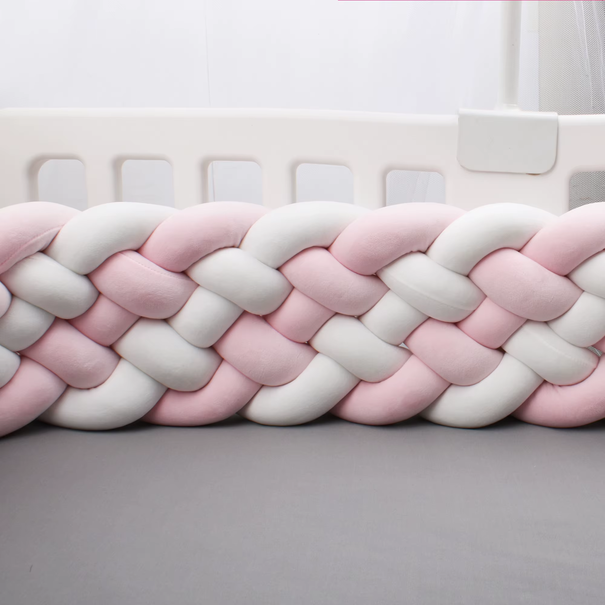 Pare-chocs de lit de bébé de 200cm, oreiller de noeud de tresse, coussin pour la protection de Cpull