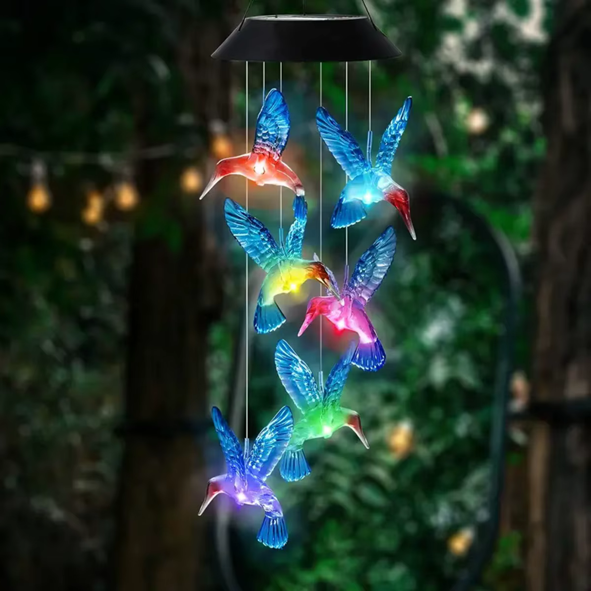 Carillons éoliens solaires à couleur changeante, 1 pièce, lumières colibri solaires d'extérieur, car