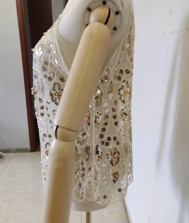 Débardeurs à paillettes Bling Bling pour femmes, maille de travail de perles, rose, or, Y-Women, Sex
