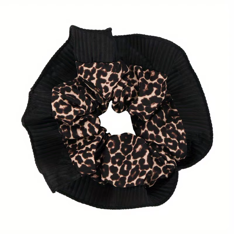 Anneaux de cheveux en dentelle imprimé léopard Vintage pour femmes, attaches de cheveux élégantes au