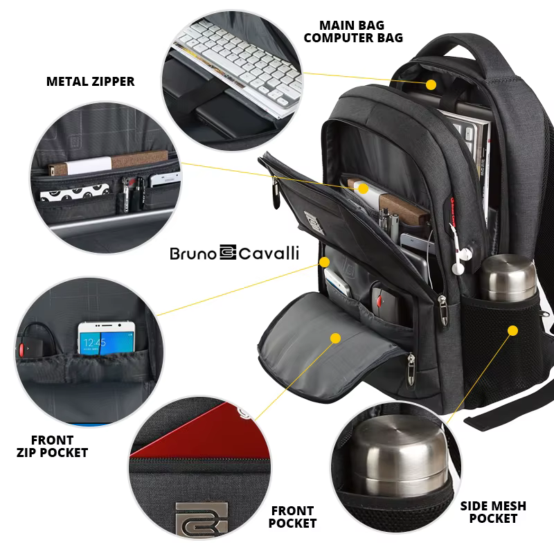 Sac à dos pour ordinateur portable avec port de chargement USB, antivol, mince, durable, voyage d'af