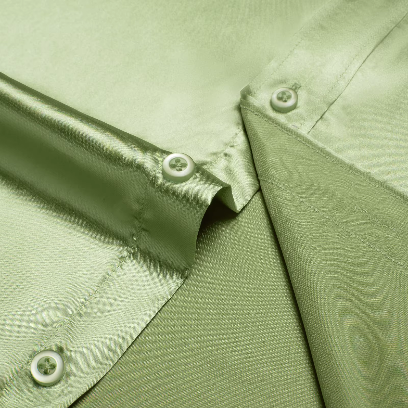 Chemises en satin uni pour hommes – Vert sauge, noir, jaune, rouge – Chemises habillées à manches lo
