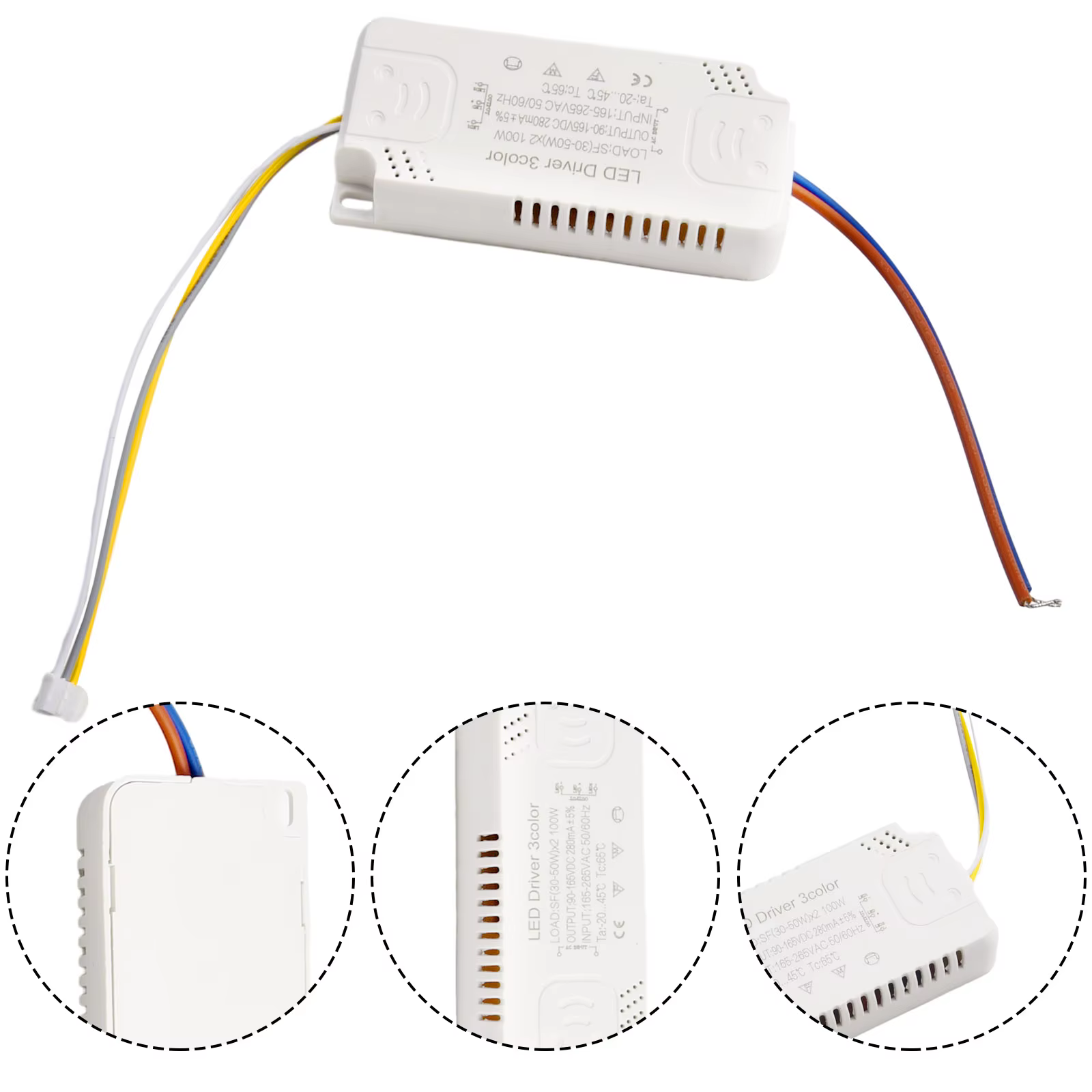 Adaptateur de pilote LED 3 couleurs, 8-24W 20-40W 30-50W 40-60W 50-70W pour éclairage LED, remplacem